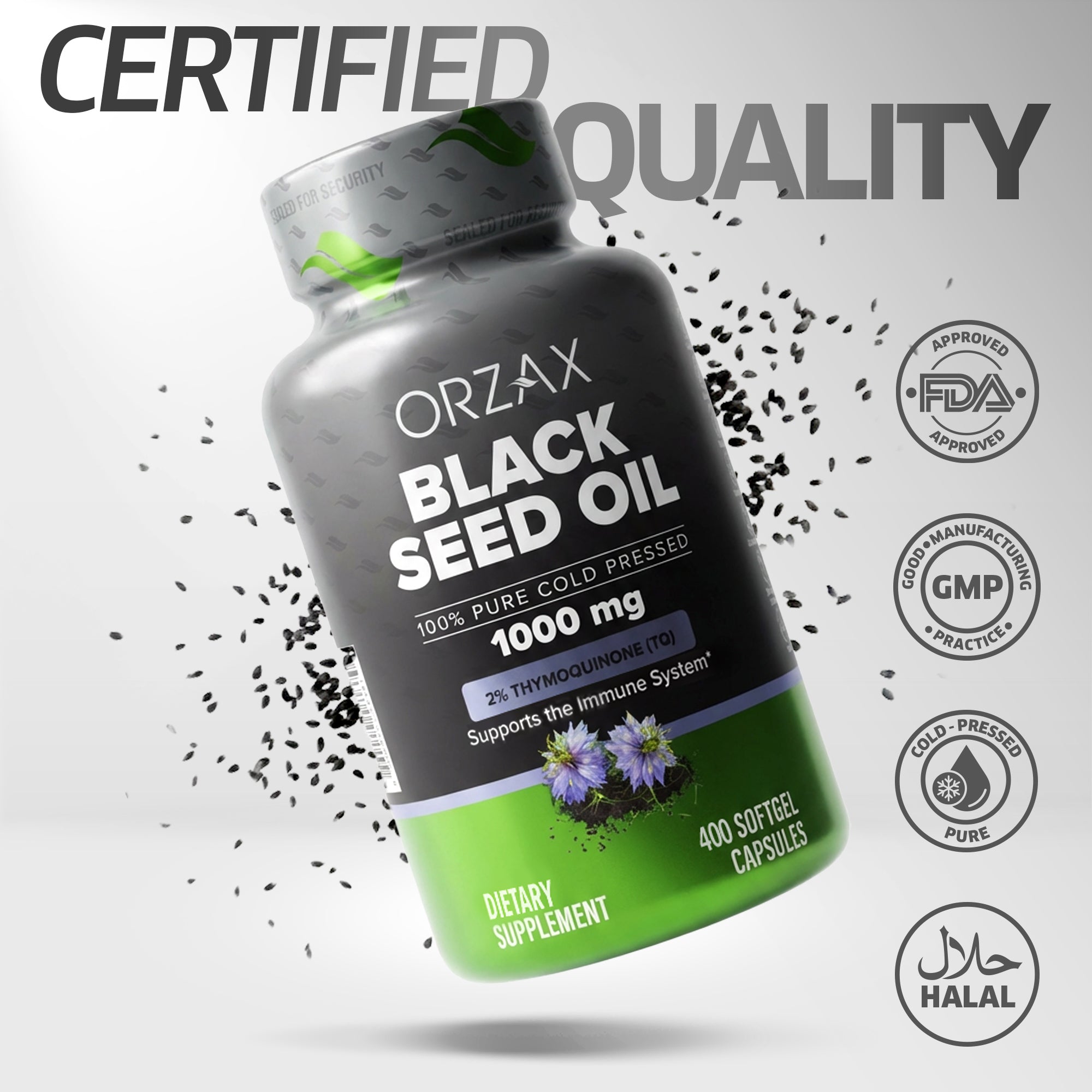 Cold Pressed Black Seed Oil 1000 mg - 400 Capsules