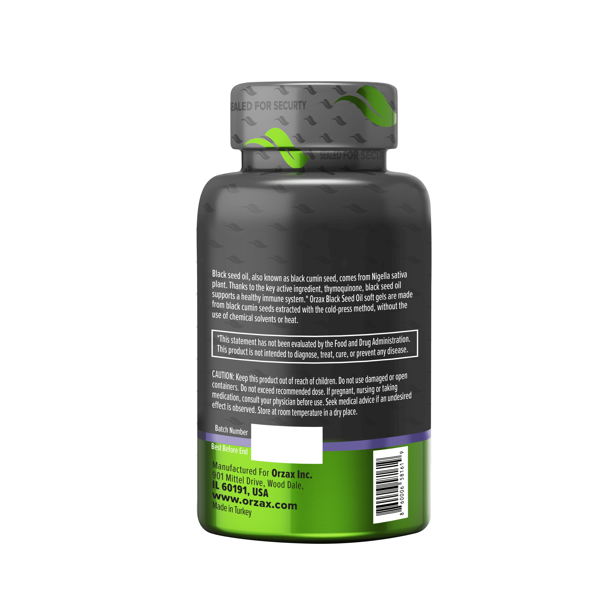 orzax black seed oil 90 capsules 1000mg png side