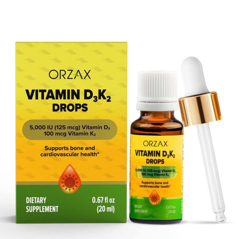 Orzax D3K2 Drops – 5,000 IU D3 + 100 mcg K2 Supplement